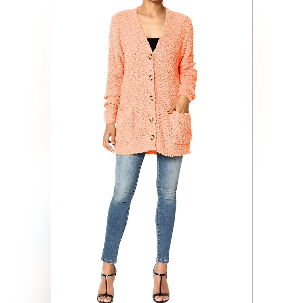 ZENANA cardigan Popcorn Color Orange Size S